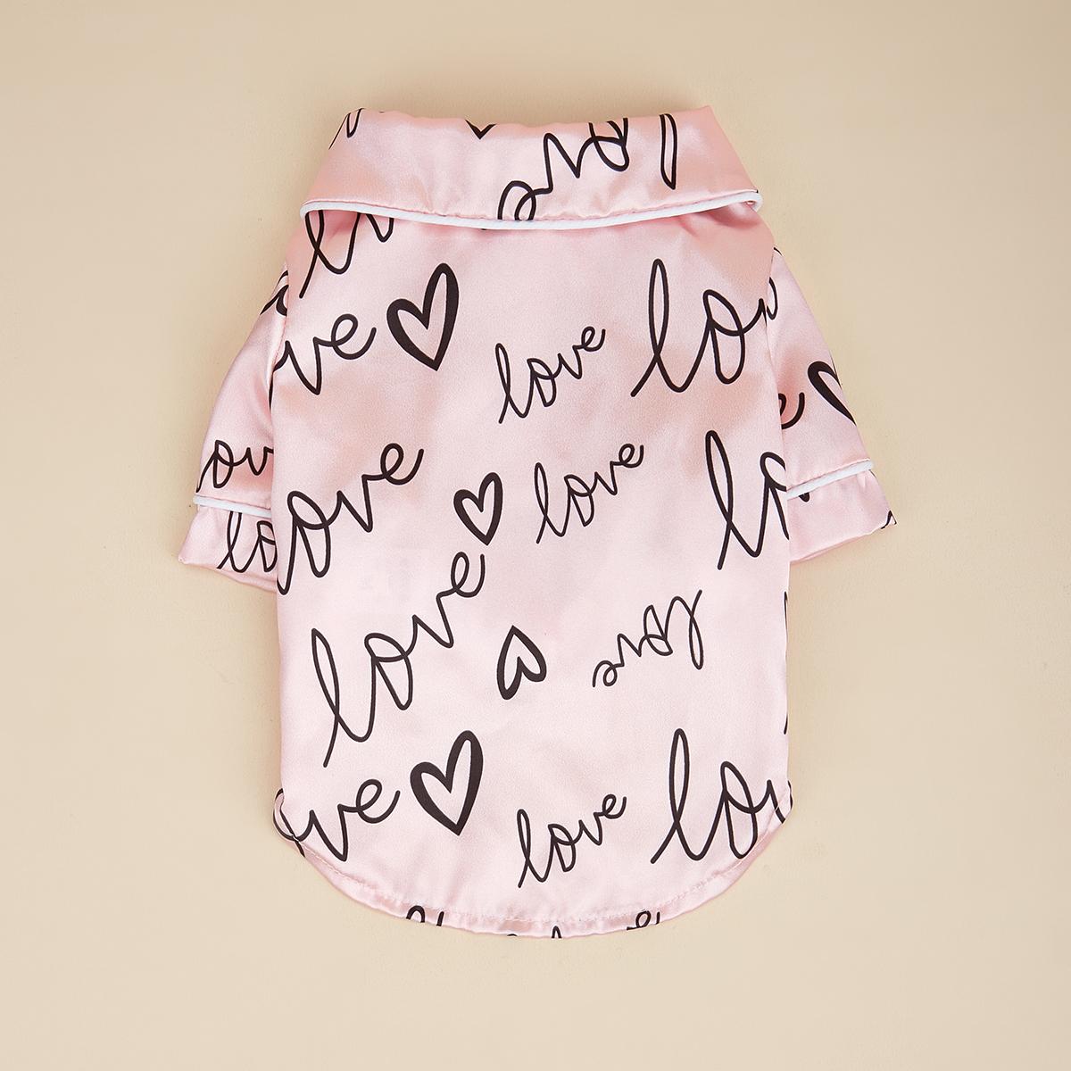 

Dog Heart Pattern Shirts Soft and comfortable Dog Shirt Pajamas Pets Clothes for Small Dogs Cats XS рожевий