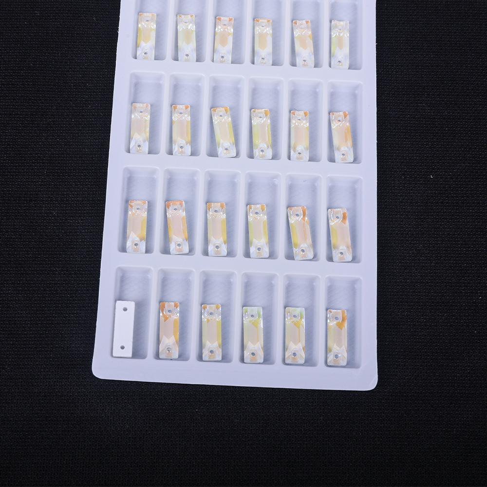 Long Fluorescent Glass Flat Buckle Hand Seam Drill, Double Hole Rhinestone Flat Bottom Drill Diy Accessories Material Package