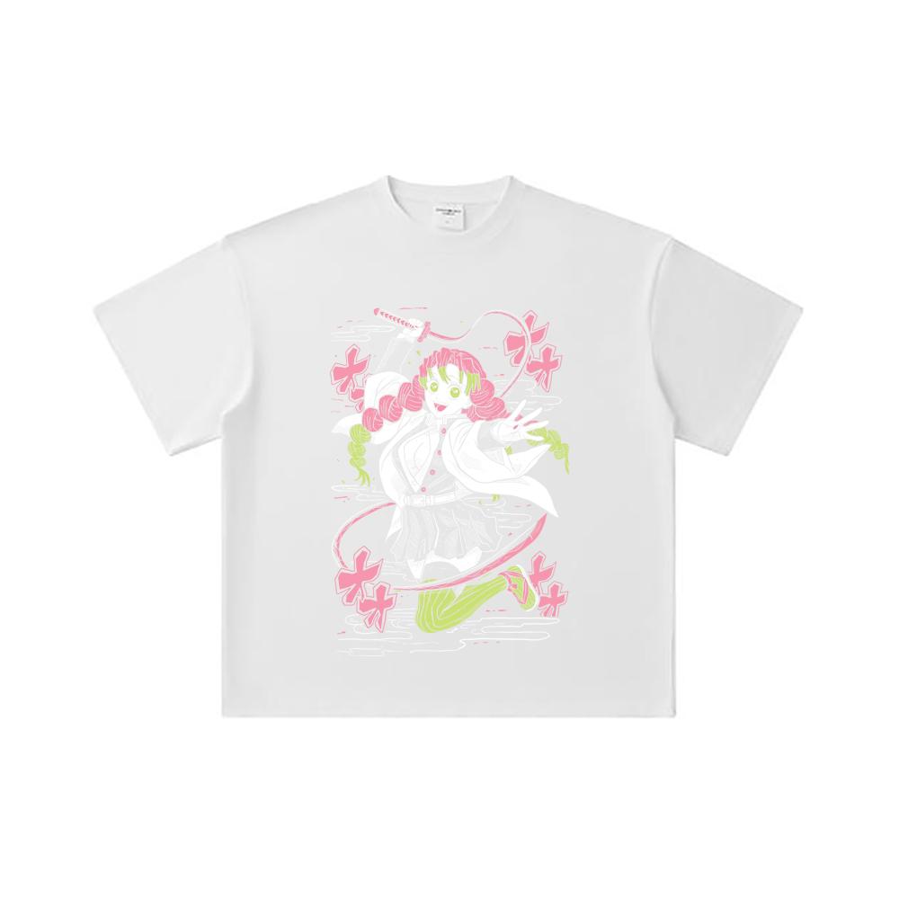 260 GSM Double Yarn 32 Count 100% Cotton Demon Slayer V49 Mitsuri Print Unisex Heavy Cotton T Shirt