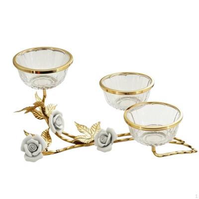 Glass Fruit Bowl with Stand Elevated Display Metal Versatile