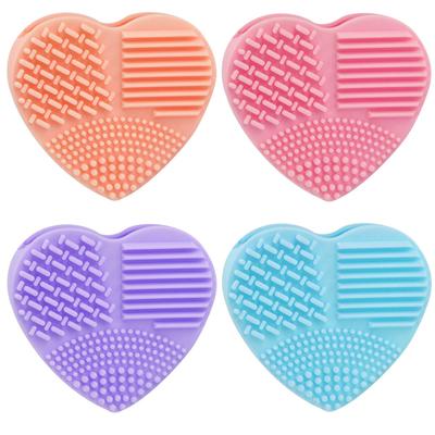 Silicone Fashion Cleaning Glove Makeup Washing Brush Tool Cleaners Heart-shaped Brush Pad