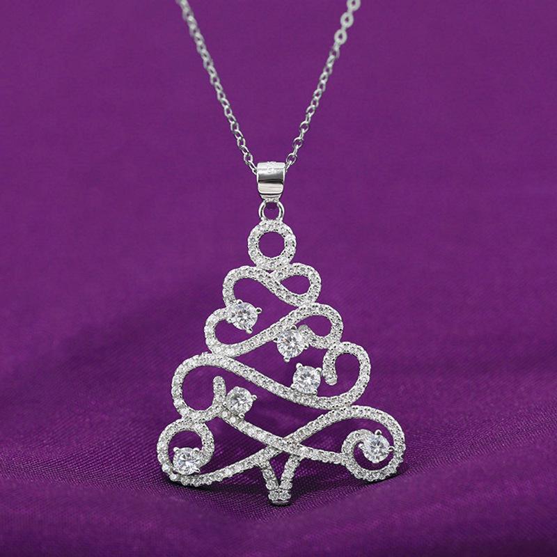 

Zirconia Christmas Tree Pendant Necklace - Trendy Fashion Clavicle Accessory