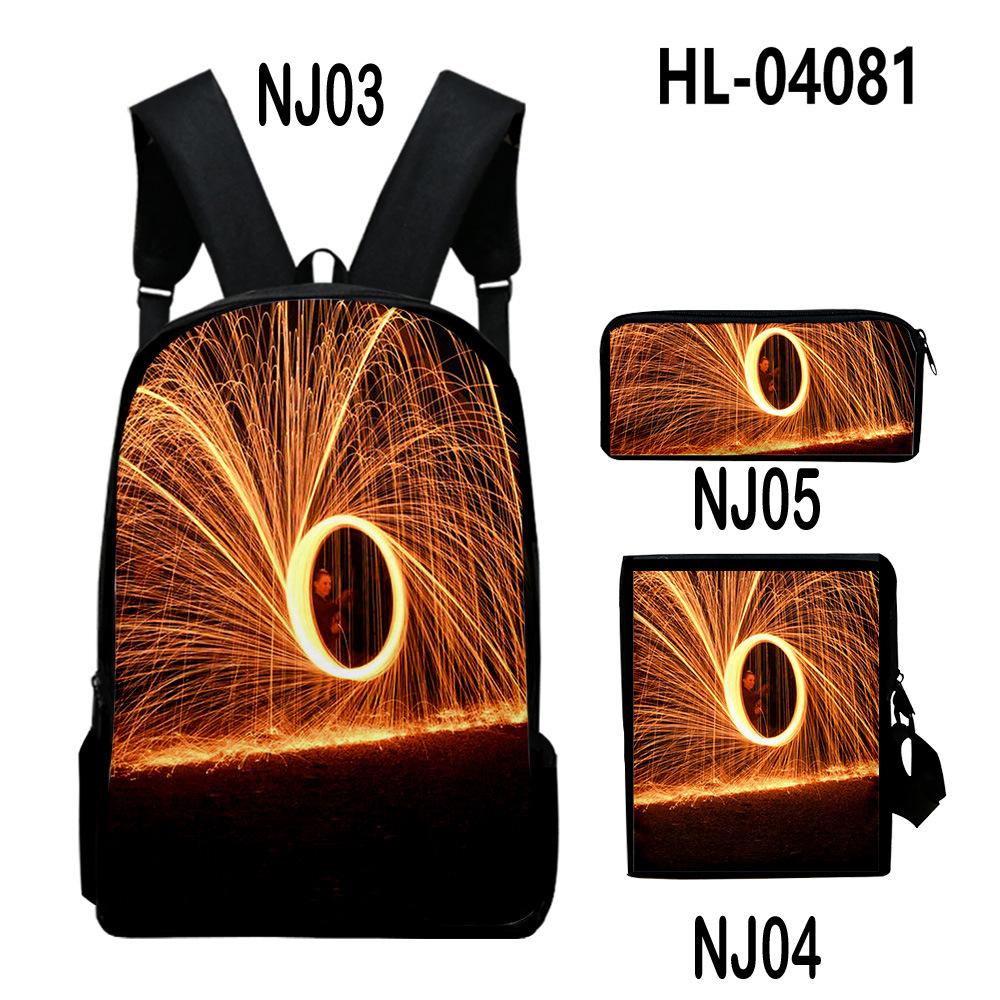 Iconic Distinctive Black Rock Shooter 3D Design 3pcs/Set Learner Bags Everyday Laptop Everyday Backpack Sling Carry Tote Pencil Pouch