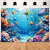 Underwater World Background Decor, Sea Background Banner, Seashell Decorations, Dolphins, Turtles, Underwater Photography Props3434