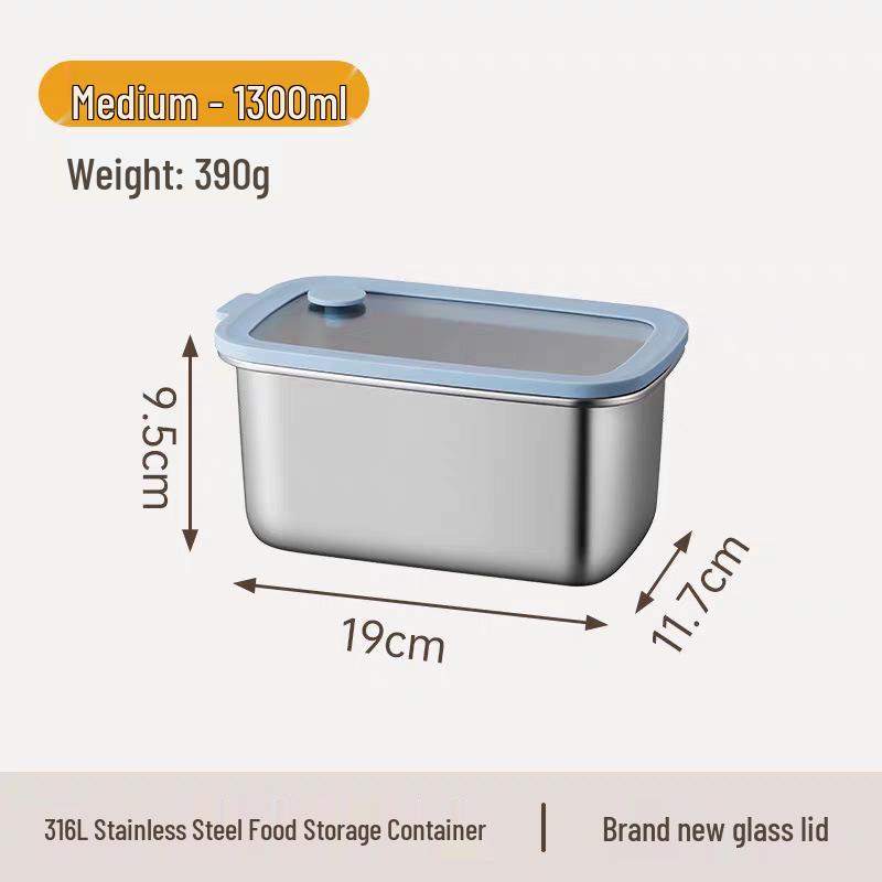 Boîte de Rangement pour Réfrigérateur et Congélateur en Acier Inoxydable 316L pour Aliments, Fruits et Légumes