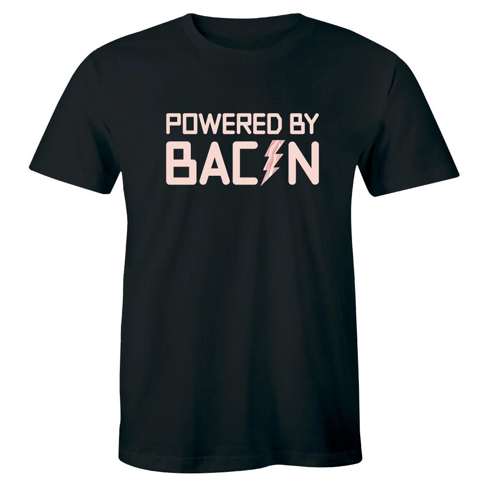 Powered By Bacon Funny Food Lover T-Shirt for Men S