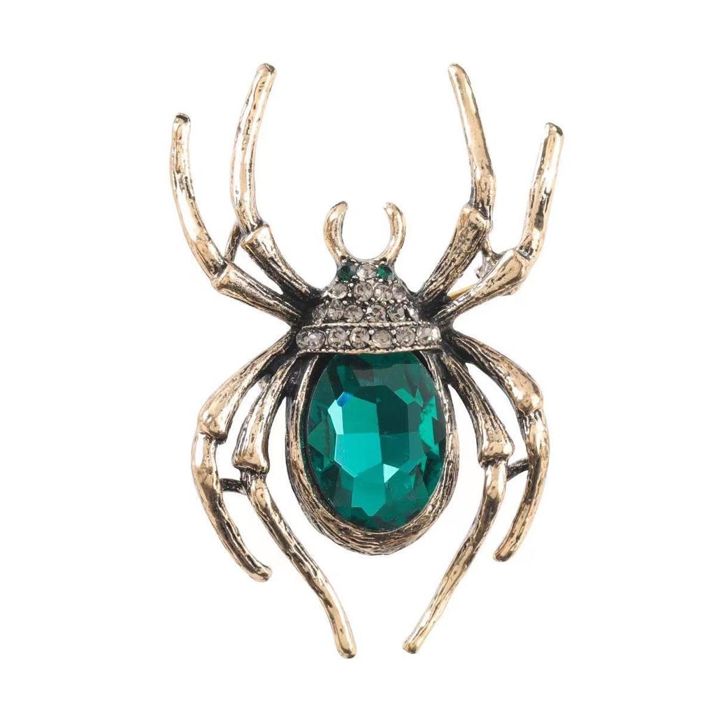 Retro-Trend-Legierung Diamantbesetzte Kristallspinne Brosche Personalisierte Halsnadel Anstecknadel Herren- und Damenbekleidung