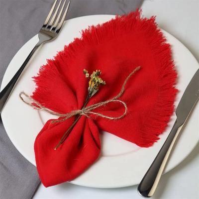 Party Supply Table Decoration Linen Napkin Reusable Solid Color Cotton Napkin Soft Vintage Placemats Wedding