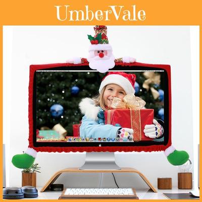 Festive Christmas Themed Computer Cover With Adorable Cartoon Design In Red Green And Brown