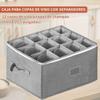 Organized Storage Box for Wine Glasses Holds 12 with Stackable Hard Shell and Customizable Dividers for Impact Protection