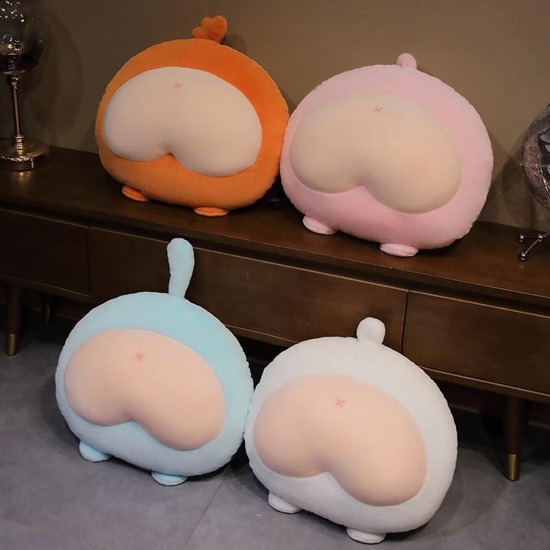 Cute Peach Bottom Plush Toy Chair Cushion Soft Fluffy Stuffed Animal Pillow