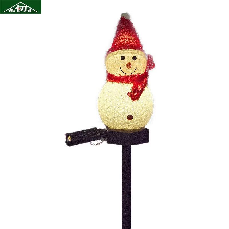 Solar Powered Blue Hat Snowman Lawn Stake Light