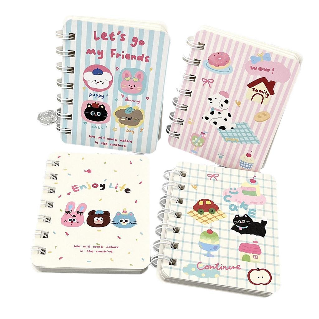 Student New Ins Cute Animal Coil Notebook A7 Pocket Notebook High-looking Student Mini Portable Horizontal Notebook Stationery