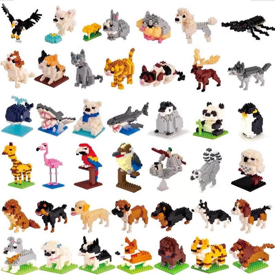Mini Tiere Mikropartikel Bausteine Diamantsteine Kinderspielzeug Katze Hund Fisch Vögel Modelle Montage Spielzeug Geschenksets