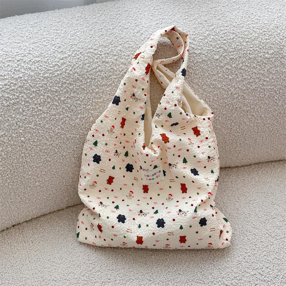 Cute Cartoon Bear Embossed Shoulder Bag For Students Stylish Versatile Tote Bag