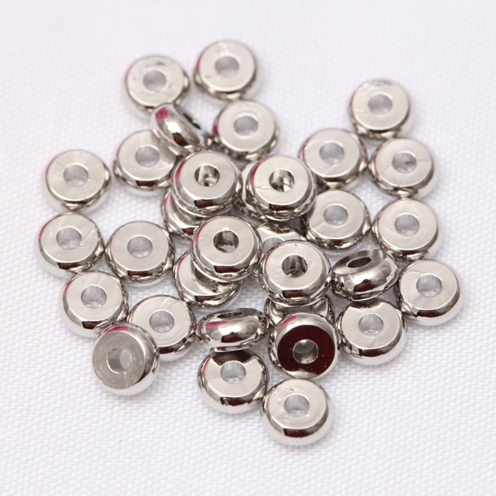 20 Stück 3-10mm Edelstahl Charm Abstandshalter Perlen Flach Rund Mit Loch Lose Perlen für DIY Schmuck Armband Herstellung Zubehör