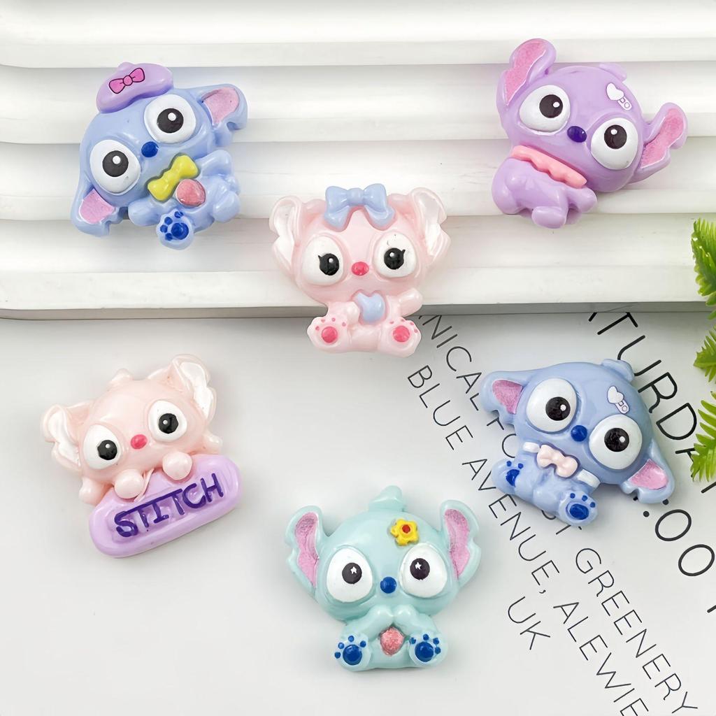 Cartoon Stitch Resin Accessories: DIY Hair Clip, Refrigerator Magnet, Cute Ornament