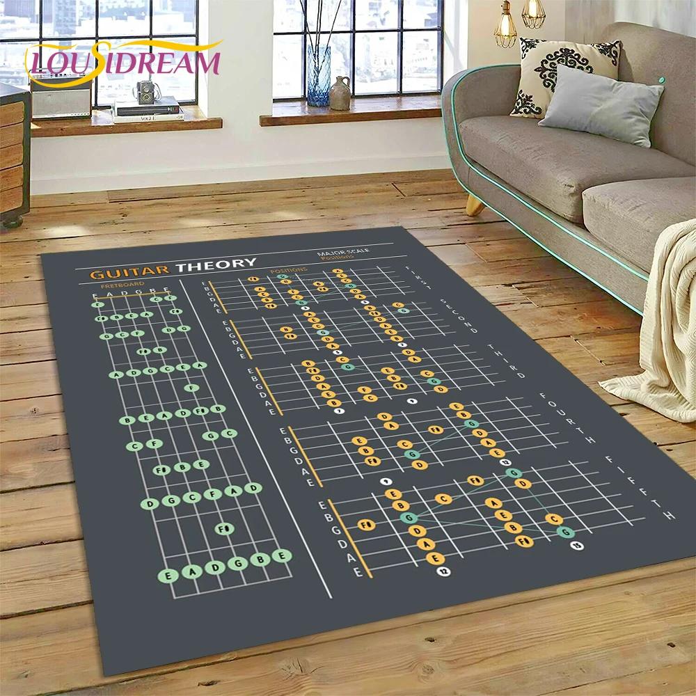 3D Guitar Chords Theory Chart Music Carpet Rug for Bedroom Living Room Home Sofa Decoration,Children Game Large Decor Floor Mat