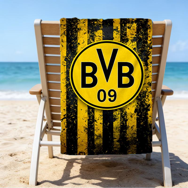 Bvb Soccer Ball Design Printed Beach Towel, Super Soft Microfiber, Perfect Gift Birthday, for Pool, Beach, Travel, for Family and Friends