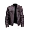 Leather Jacket Men's New Autumn and Winter Business Trend Korean Style Stand-up Collar Motorcycle Leather Jacket Green Handsome Jacket