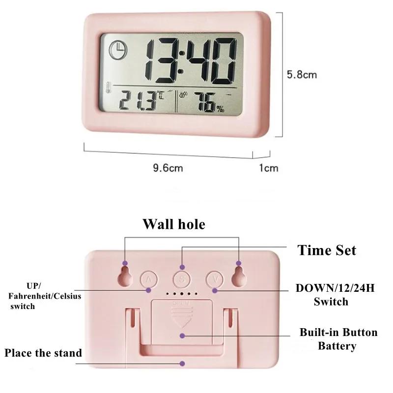 Hygrometer Digital Clock Battery Powered Timepiece Portable Desktop Clock 12/24H Wall. Temperature and Humidity Thermometer Home
