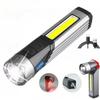 Car LED Strong Light Flashlight Portable Magnet Camping Torch 90 ° Rotatable Head Multifunctional Folding Handheld Work Lights