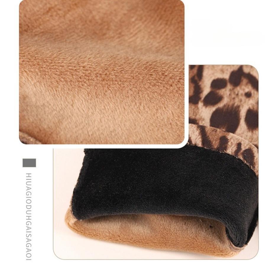 Leopard Print Gloves Women's Instagram Style Design Thickened Riding and Driving Gloves