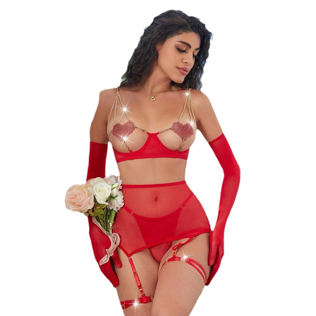 Herzförmige Kette Hohlnaht Bikini-Oberteil für Damen