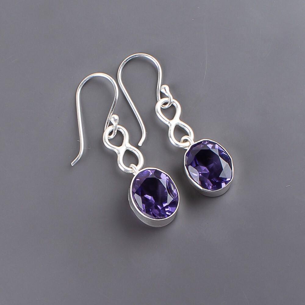 Iolite Gemstone 925 Sterling Silver Jewelry Earrings 1.60" Mother's Day Gift EE-12-7