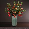 High-End Artificial Pomegranate Flower & Fruit Tree Branch Arrangement for Living Room or Dining Table Decor.