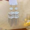 Resin Flower Fan Glass Tassel Earrings - Ethnic & Chinese Style Ear Ornaments for Women
