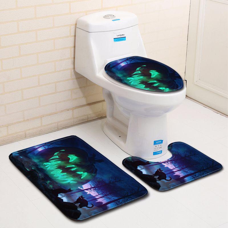 Halloween Bathroom Toilet Three-Piece Floor Mat Doormat Bathroom Carpet