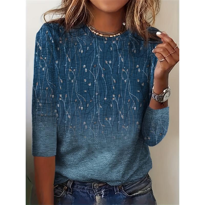 Loose Casual Long Sleeve Women s T-Shirt Printed Long Sleeve Top S