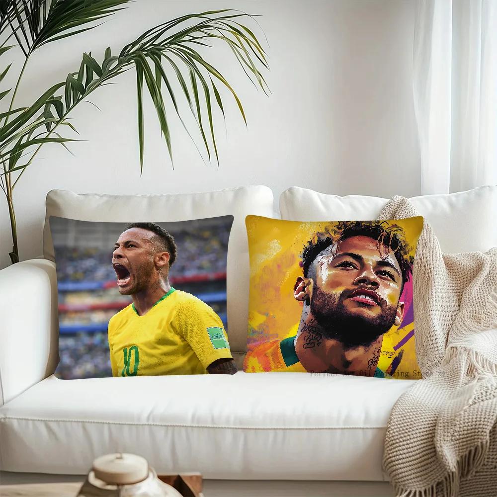 1 Stück F-Fußball N-Neymar Kissenbezug Quadratischer Kissenbezug Schlafzimmer Sofa Raum Dekoration Lässiger Kissenbezug