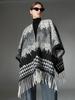 Winter Scarf Women Layers Poncho Elegant Wool Houndstooth Print Tassel Wraps Shawl Scarve Capa Para Pashmina Cloak High Quality
