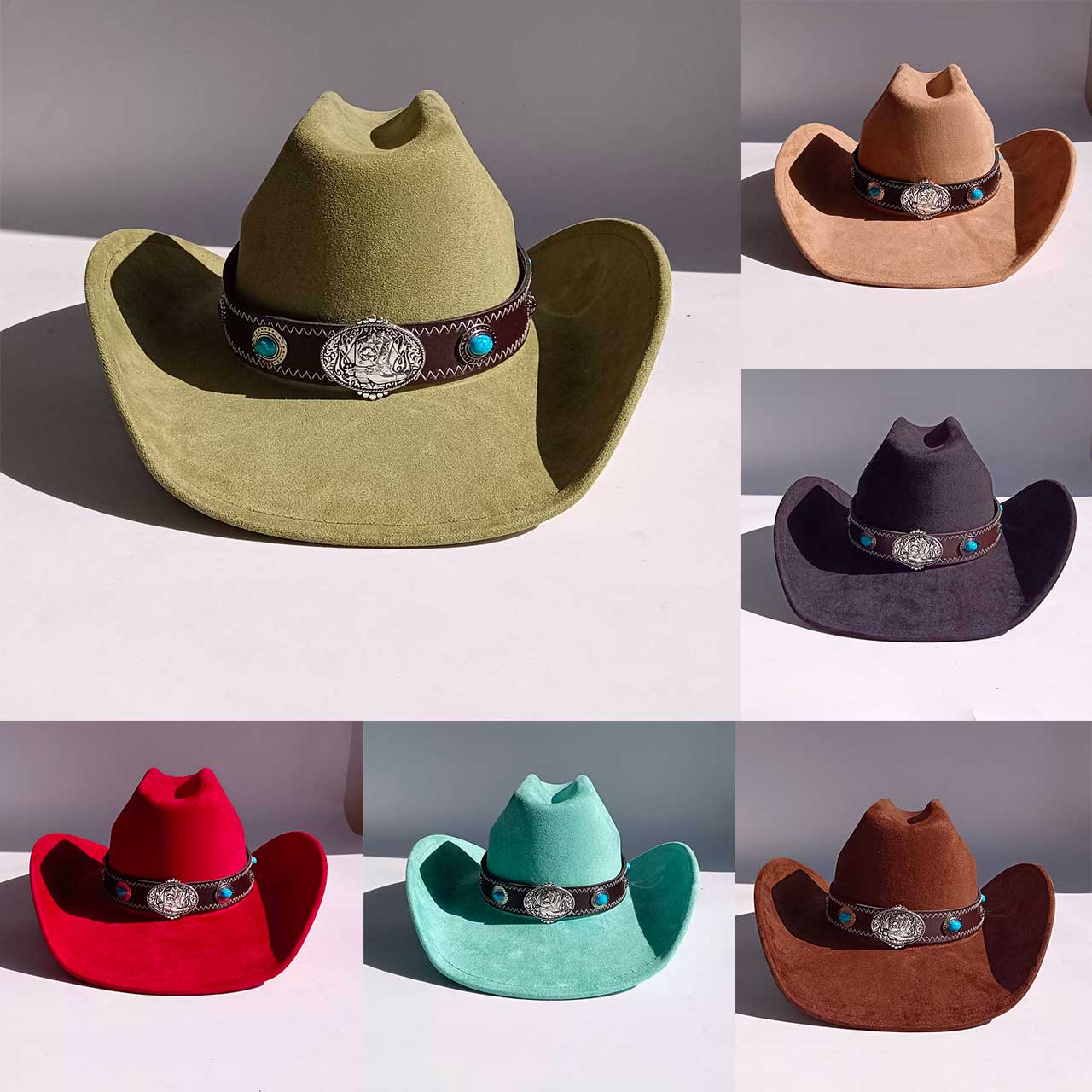 My Extreme Outdoor Activities Women's Vegan Suede Wide Brim Rancher Hat Metal Buckle Boot Accessories For Men And Cowboy Hat Cattleman Style Unisex Fedora 56-58Cm