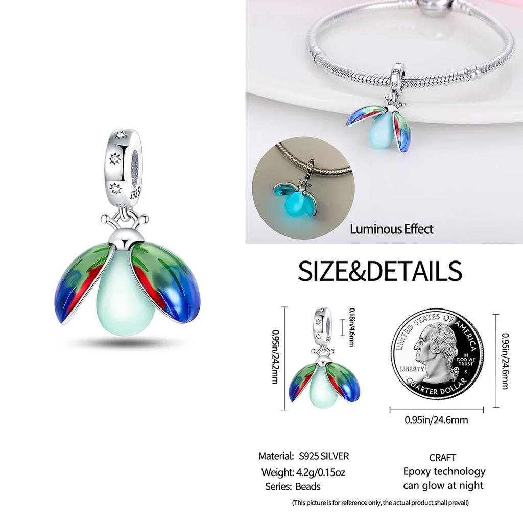 Colorful Copper Blue Glow-In-The-Dark Murano Princess Glass Beads Fits Original Bracelet Jewelry Set Accessories