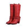 Mode Übergröße Damen Coole Motorradstiefel Mode Klobige Absätze Slipper Herbst Winter Schuhe Halblange Stiefel 889