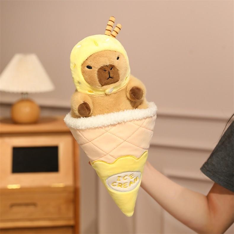 Cream Ice Strawberry Capybara Cute Cartoon Plush Doll Toy Decoration Bedroom
