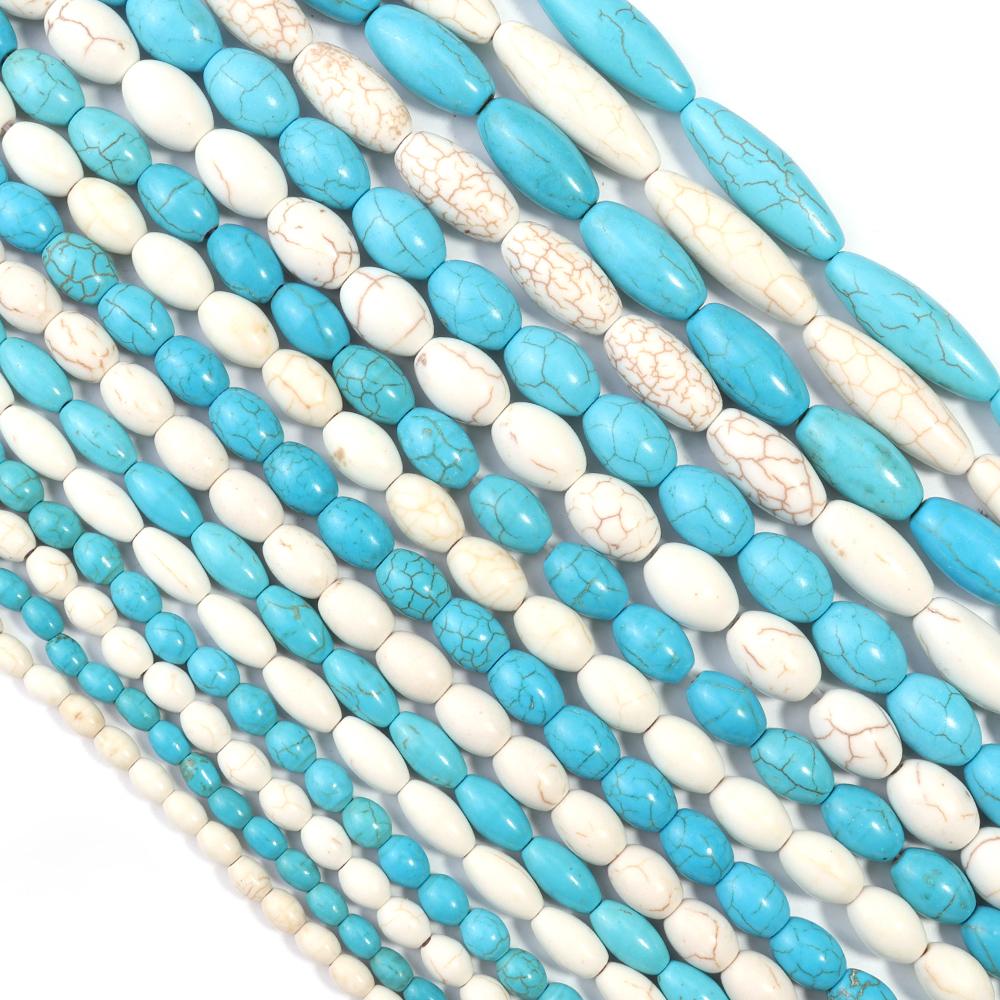 11-55pcs/lot Multiple Size Oval Turquoise Stone Beads Seed Beads Loose Spacer Beads For Jewelry Making DIY Bracelet Necklace