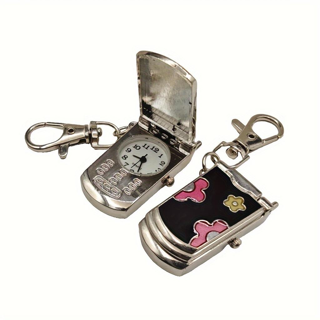 Flip Phone Keychain Watch Hanging Watch Fashion Trend Retro Cute Keychain Pendant Creative Gift