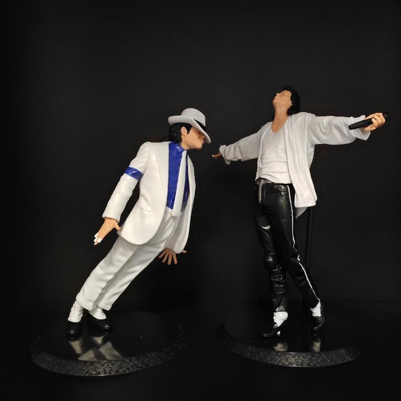 Classic Character Jackson-Michael Action Figure Collectible Model Statue Moonwalk Dancing Pose White Suit Home Desktop Decor Toy