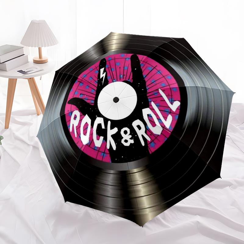 1PC Retro Records Umbrella Automatic Open/close, Sturdy Iron Frame & 8-Rib Structure, Umbrella for Women & Men, Christmas Gift