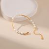 Handmade Vintage Shell Pearl Bracelet Copper Tube Design 18k Gold Plated Chain For Women