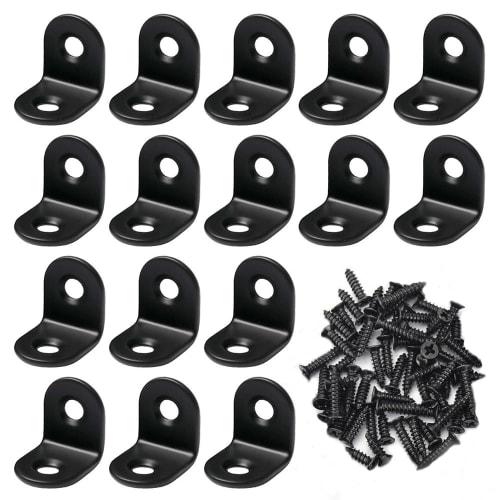 Set of 16 L-Shaped Angle Brackets, 20 X 20 X 16mm, Stainless Steel, Right-Angle Brackets, L-Shaped Brackets, Shelf Brackets, Angle Brackets, with 32 S