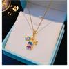 Womens Light Luxury Rainbow Drip Oil Airplane Travel Pendant Clavicle Necklace