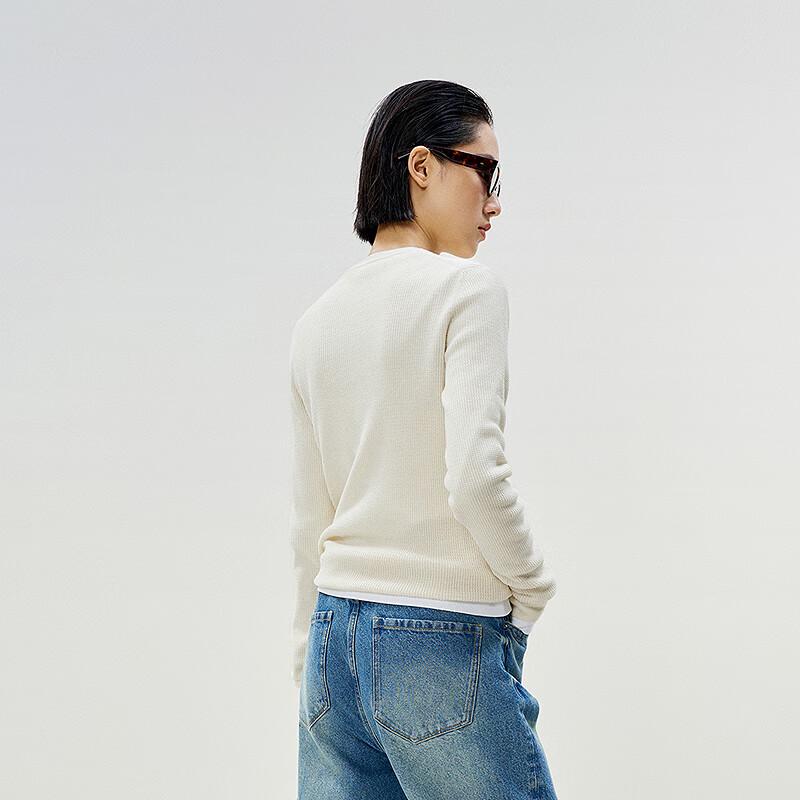 Less 2025 Spring Wool Round Neck Slim Fit Pullover
