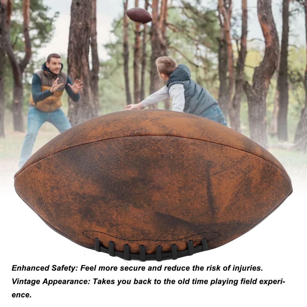 Trainingsfußball, Größe 9, Rugbyball, PU, komfortabler Griff, Vintage-Design, langlebiger Sportfußball für Spiele