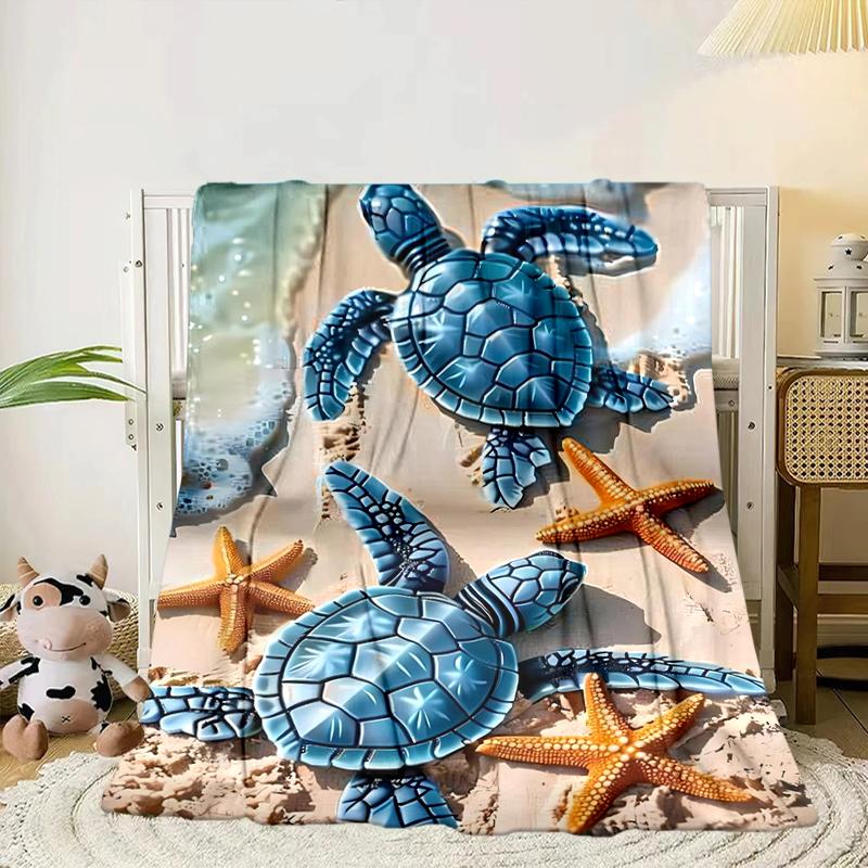 Ocean Love Turtles Blanket Flannel Blanket for Bed, Sofa, Camping, Hiking, Picnic Essentials, Gift for Family Fan Gifts