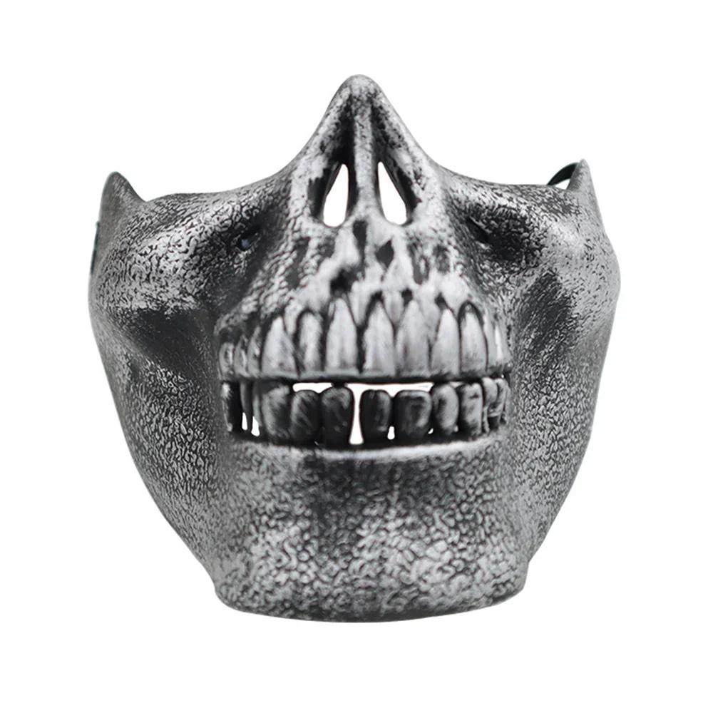 Маска скелета-воина на Хэллоуин, маска демона ужасов, страшная маска черепа на пол-лица, маскарадный костюм, косплей реквизит для мужчин